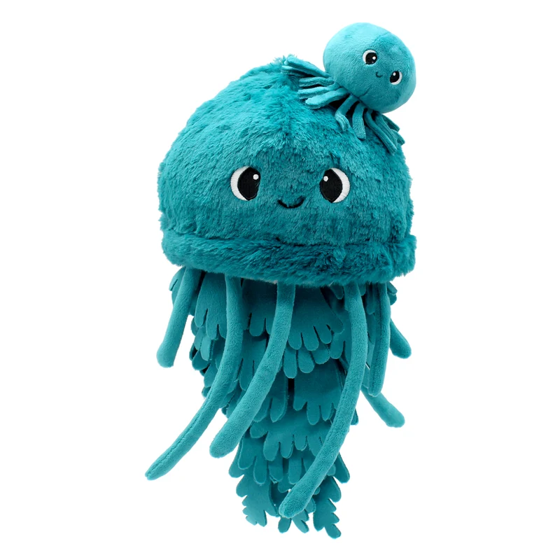 Peluche méduse Lilou maman et son bébé bleu paon - Les Ptipotos