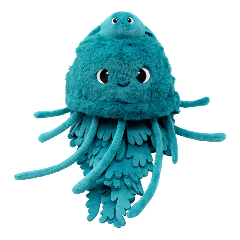 Peluche méduse Lilou maman et son bébé bleu paon - Les Ptipotos