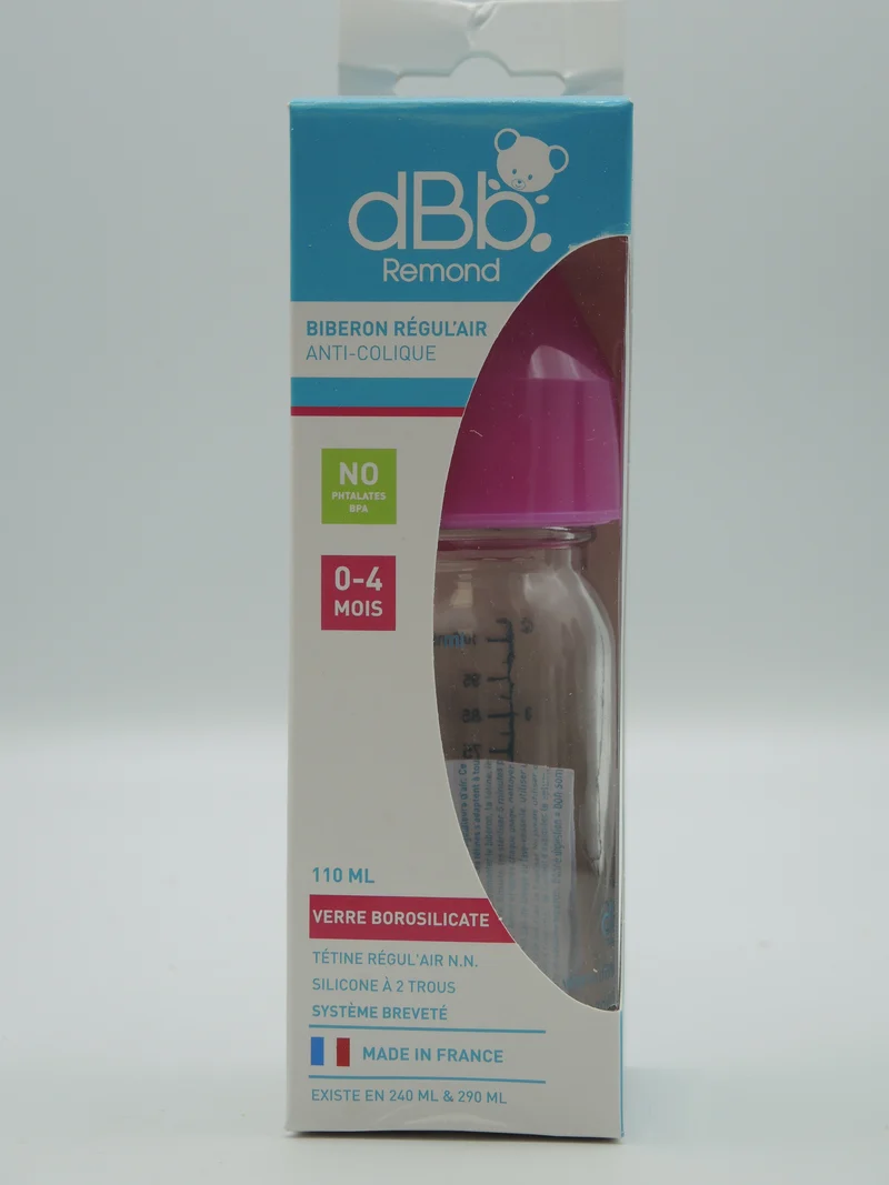Biberon régul'air anti-coliques, 110ml, 0 à 4 mois, Rose, dBb