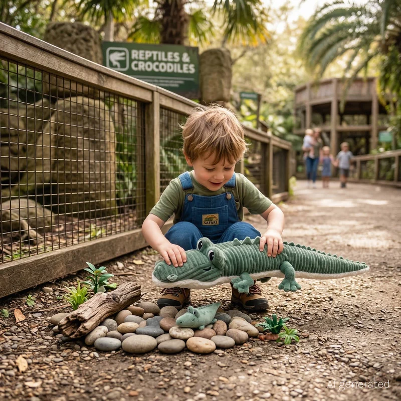 Peluche crocodile Croketou maman et son bébé vert - Les Ptipotos