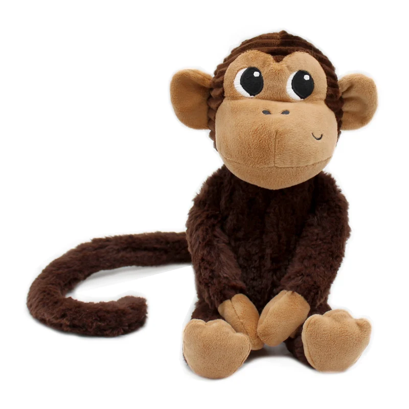 Peluche singe Zazou maman et son bébé marron chocolat - Les Ptipotos