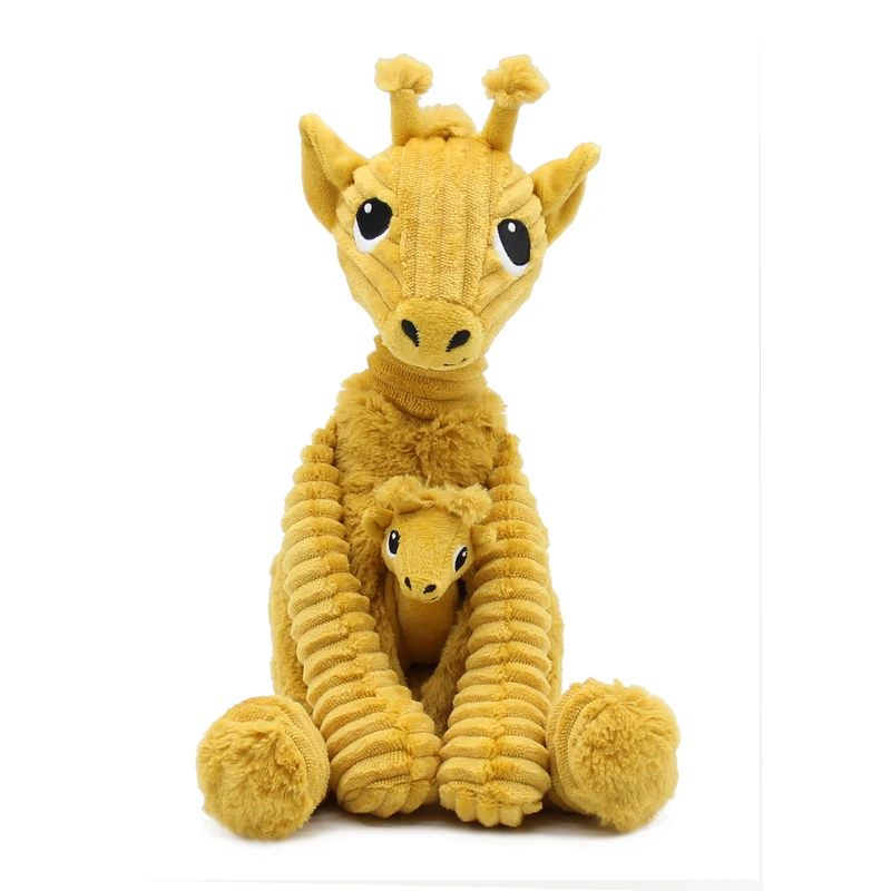 Peluche girafe Loncou maman et son bébé jaune moutarde - Les Ptipotos