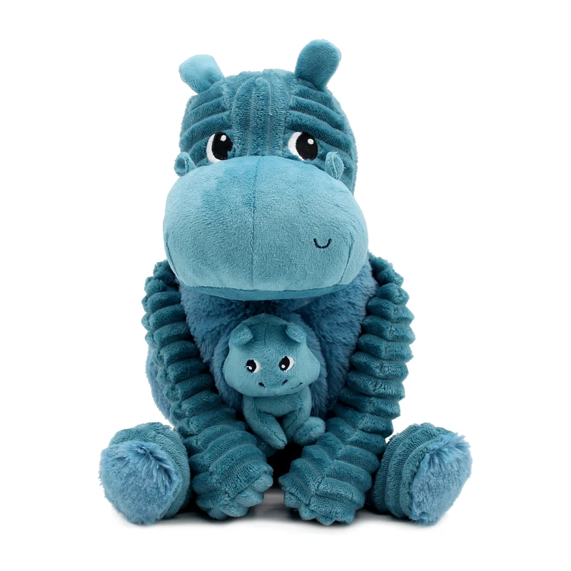 Peluche hippopotame Bibou maman et son bébé bleu - Les Ptipotos