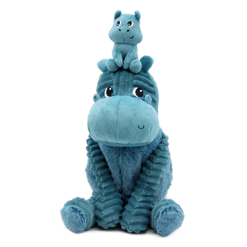 Peluche hippopotame Bibou maman et son bébé bleu - Les Ptipotos