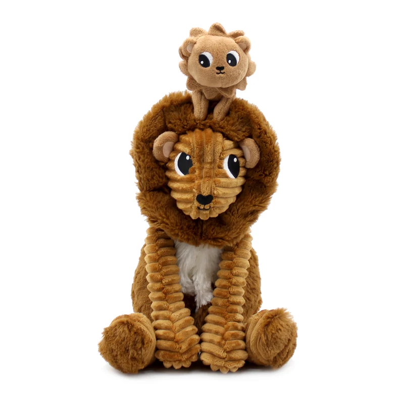 Peluche lion Graou papa et son bébé marron cassonade - Les Ptipotos