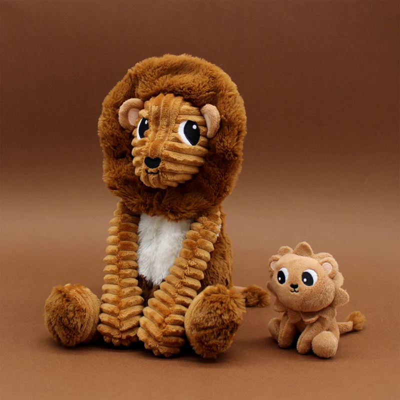 Peluche lion Graou papa et son bébé marron cassonade - Les Ptipotos