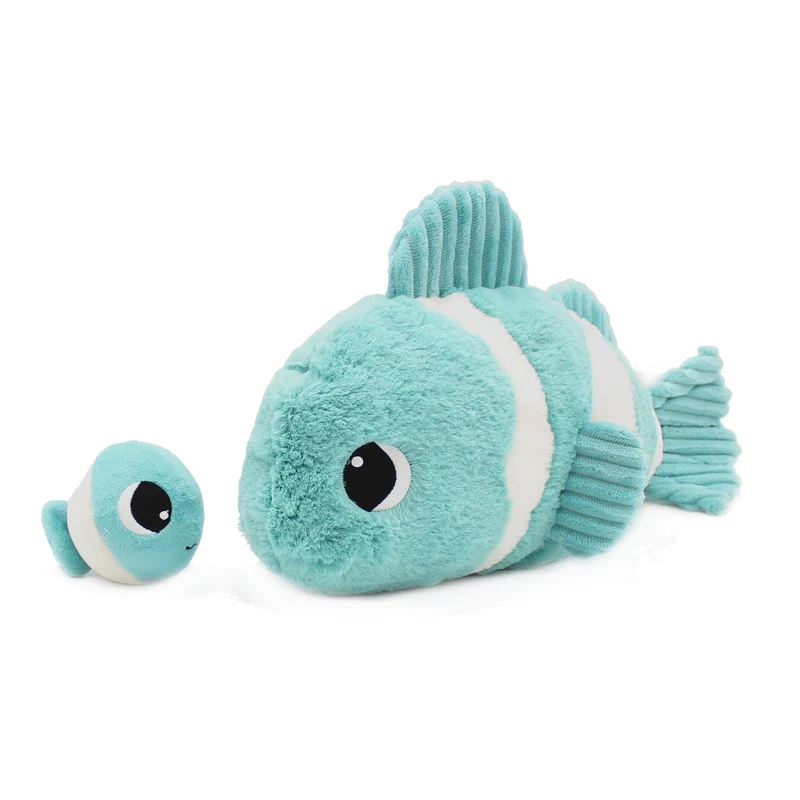 Peluche poisson-clown Bigou maman et son bébé bleu aqua - Les Ptipotos