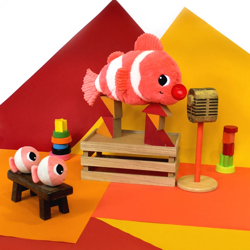 Peluche poisson-clown Bigou maman et son bébé bleu aqua - Les Ptipotos