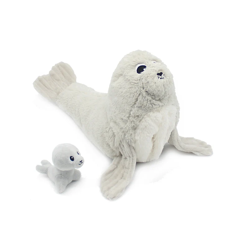 Peluche otarie Ploufou maman et son bébé gris clair - Les Ptipotos