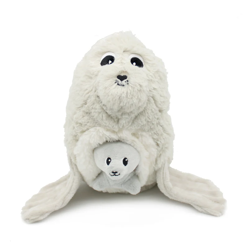 Peluche otarie Ploufou maman et son bébé gris clair - Les Ptipotos
