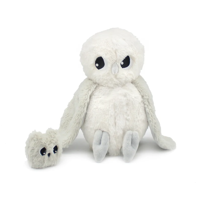 Peluche chouette polaire Coucou maman et son bébé gris clair - Les Ptipotos