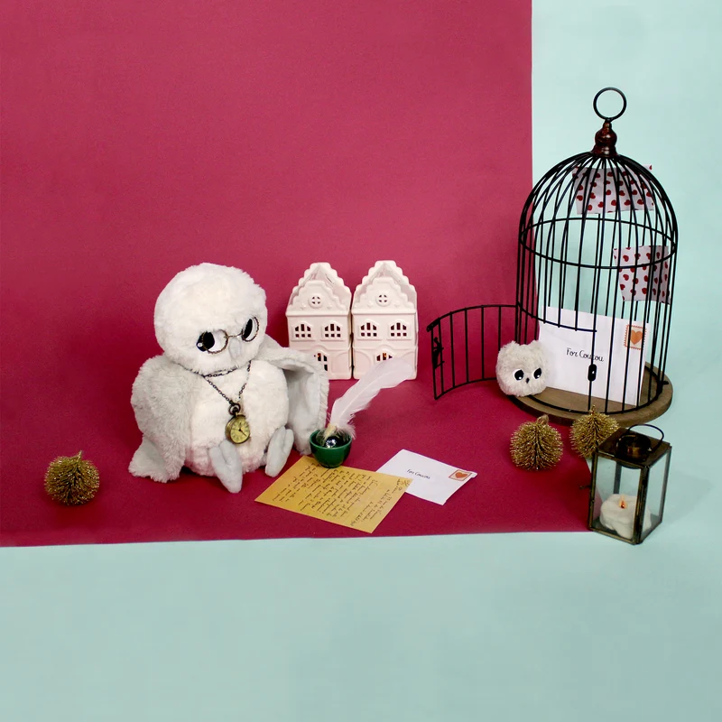 Peluche chouette polaire Coucou maman et son bébé gris clair - Les Ptipotos