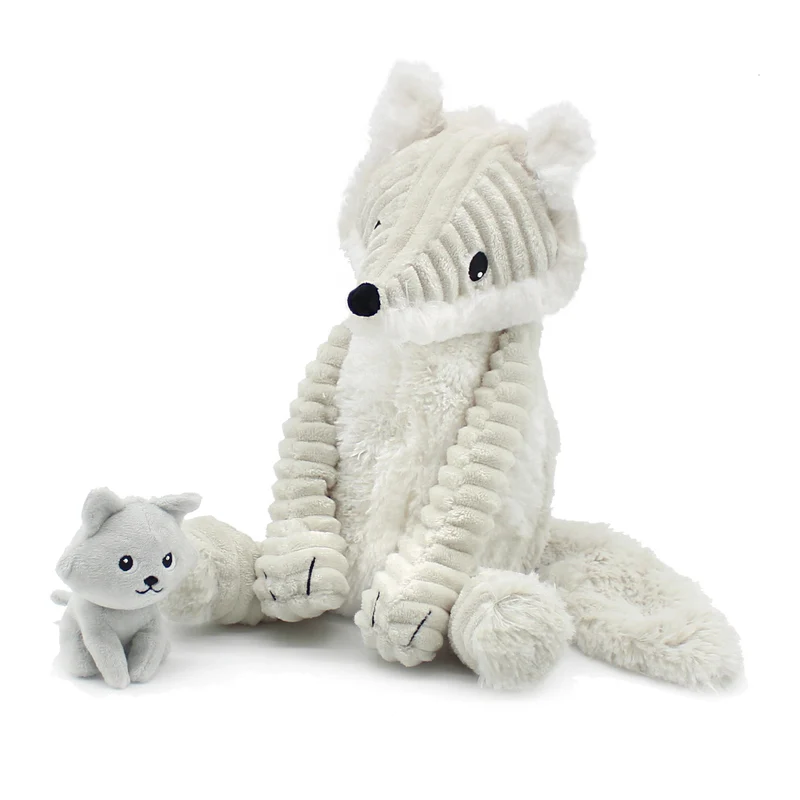 Peluche renard arctique Frimou maman et son bébé gris clair - Les Ptipotos