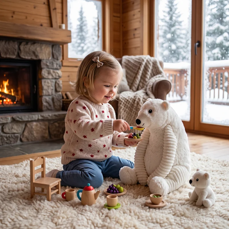 Peluche ours polaire Grobidou maman et son bébé blanc - Les Ptipotos