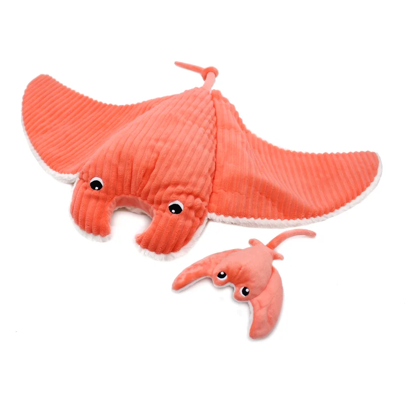 Peluche raie manta Mantalou maman et son bébé corail - Les Ptipotos