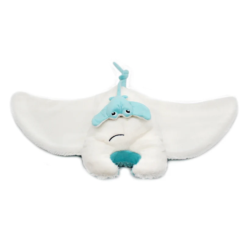 Peluche raie manta Mantalou maman et son bébé bleu aqua - Les Ptipotos