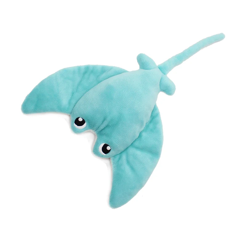 Peluche raie manta Mantalou maman et son bébé bleu aqua - Les Ptipotos