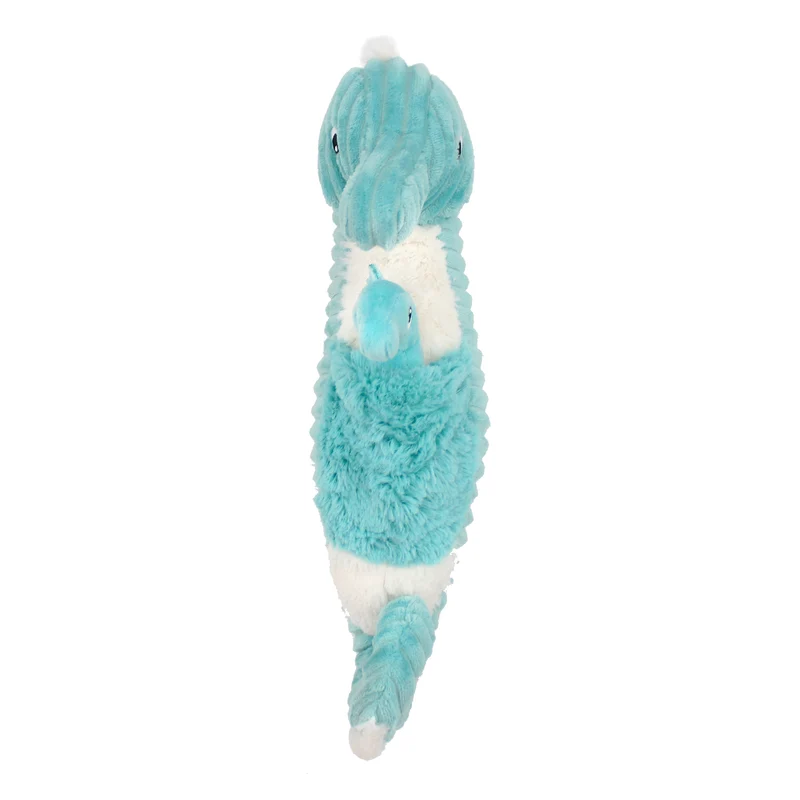 Peluche hippocampe Papadou papa et son bébé bleu aqua - Les Ptipotos