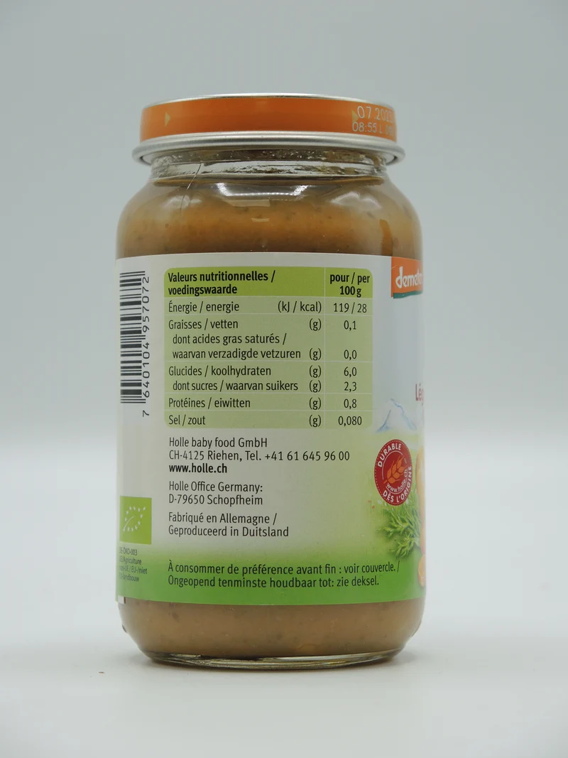 Légumes variés et riz, 220g, Holle