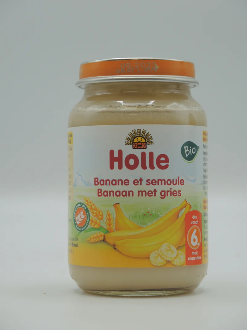 Pot bébé Banane et semoule, 190g, Holle