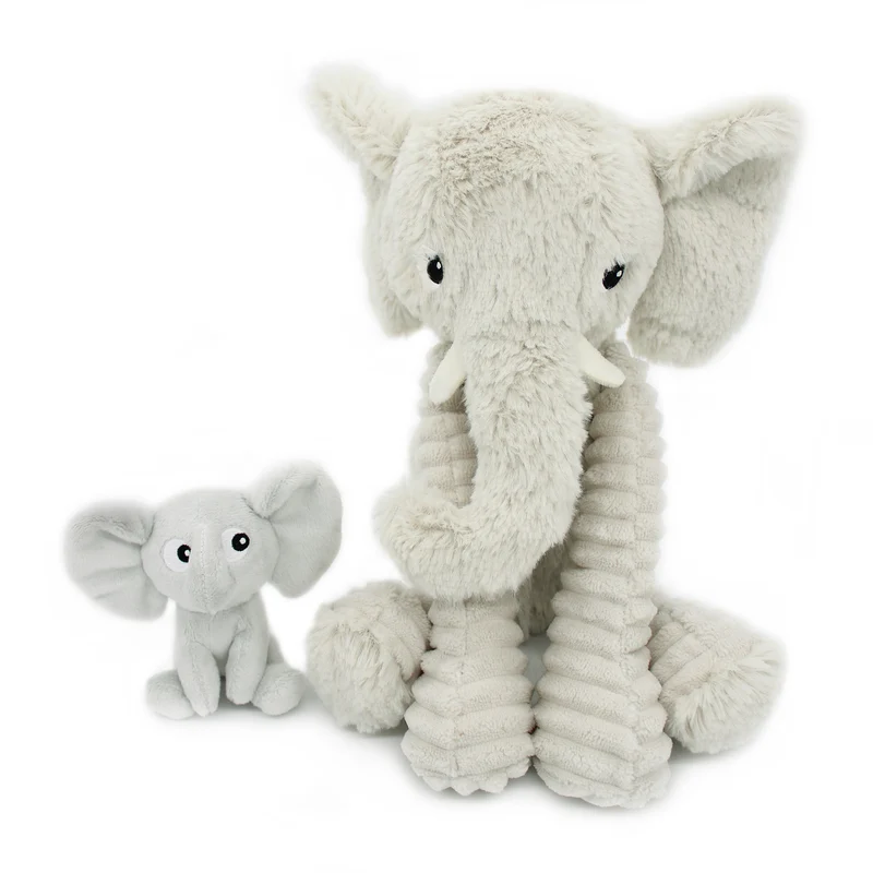 Peluche éléphant Dimoitou maman et son bébé gris clair - Les Ptipotos
