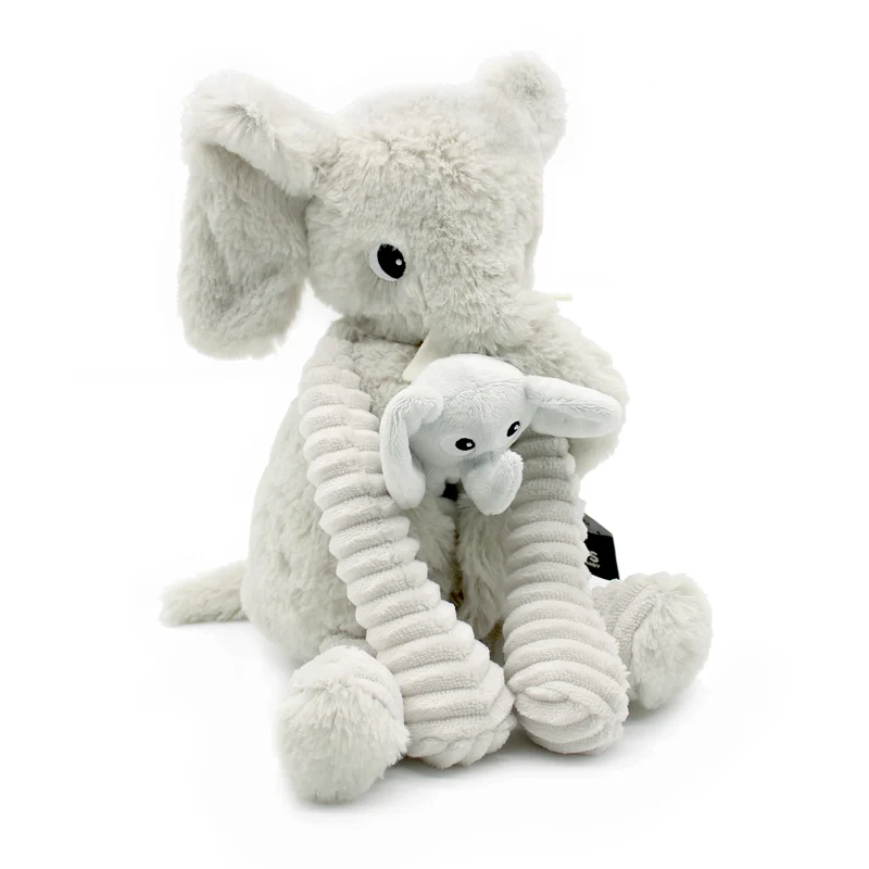 Peluche éléphant Dimoitou maman et son bébé gris clair - Les Ptipotos