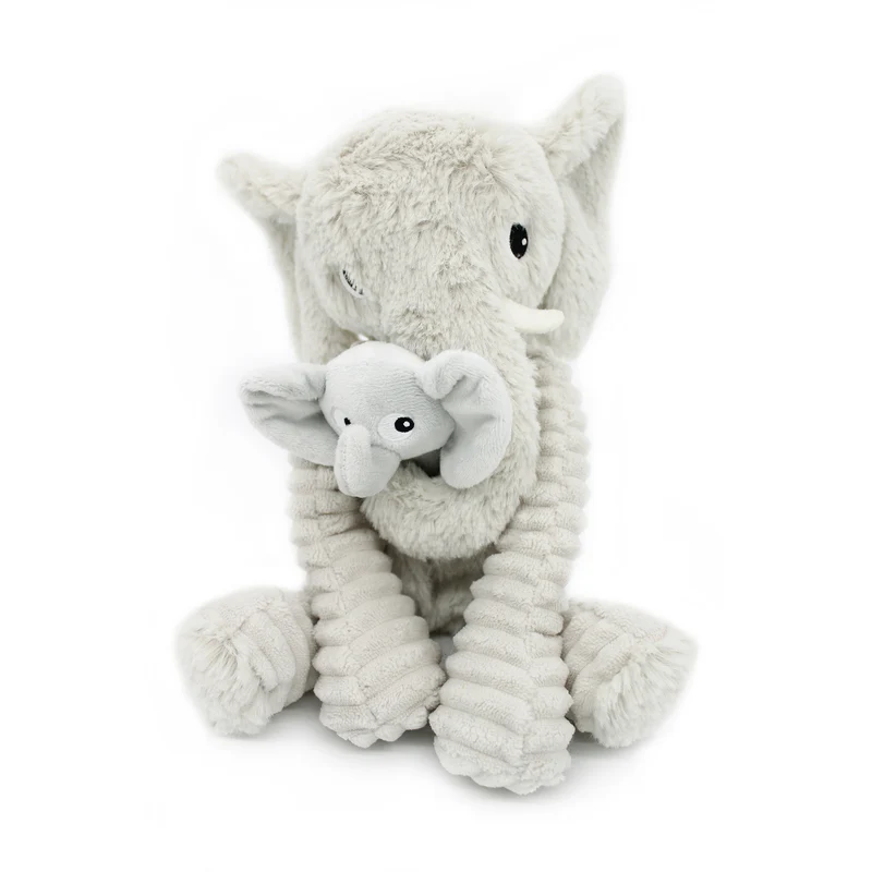 Peluche éléphant Dimoitou maman et son bébé gris clair - Les Ptipotos