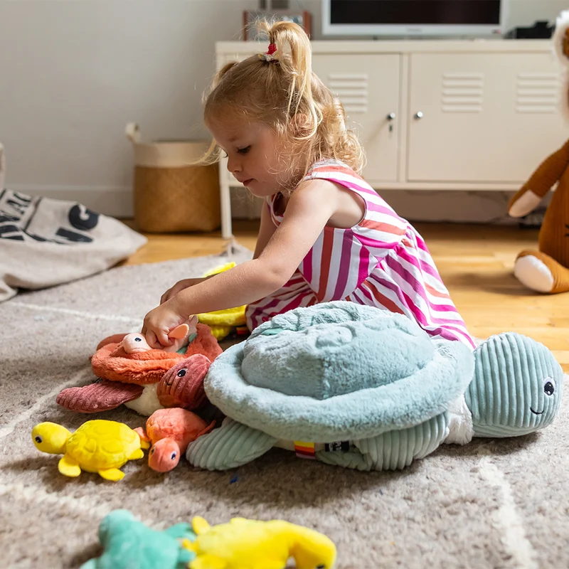 Peluche tortue GÉANTE Sauvenou maman et son bébé menthe - Les Ptipotos