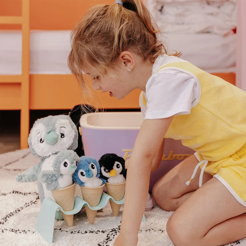 Peluche pingouin Iglou maman et son bébé vert menthe - Les Ptipotos