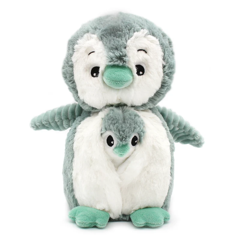 Peluche pingouin Iglou maman et son bébé vert menthe - Les Ptipotos