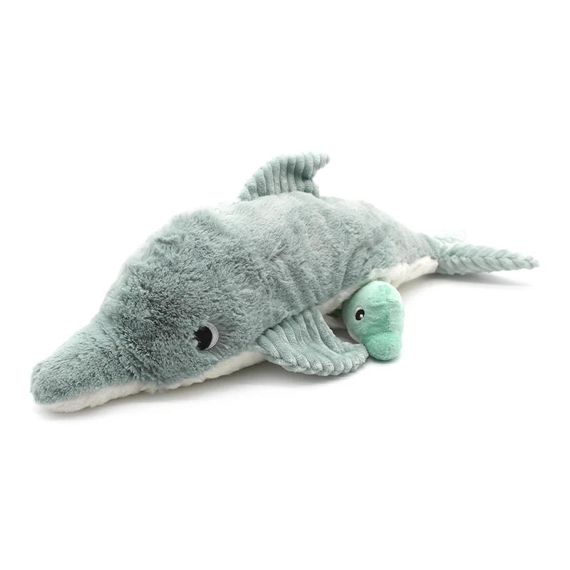 Peluche dauphin Tofou maman et son bébé vert menthe - Les Ptipotos