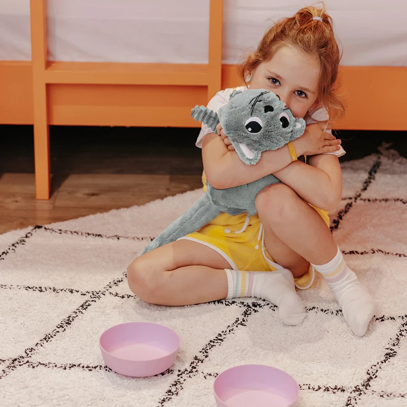 Peluche chat Miaou maman et son bébé vert menthe - Les Ptipotos