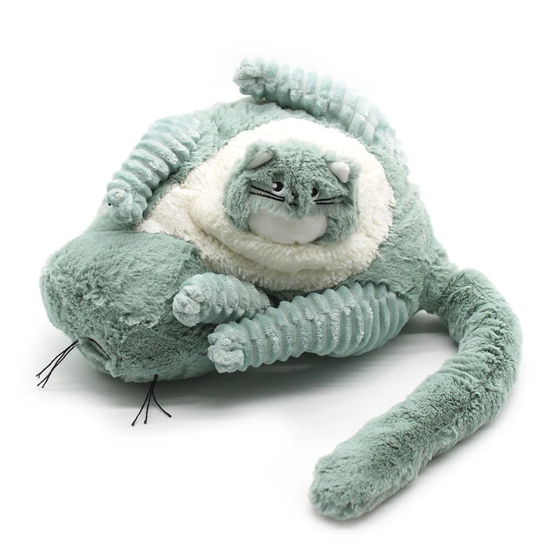 Peluche chat Miaou maman et son bébé vert menthe - Les Ptipotos