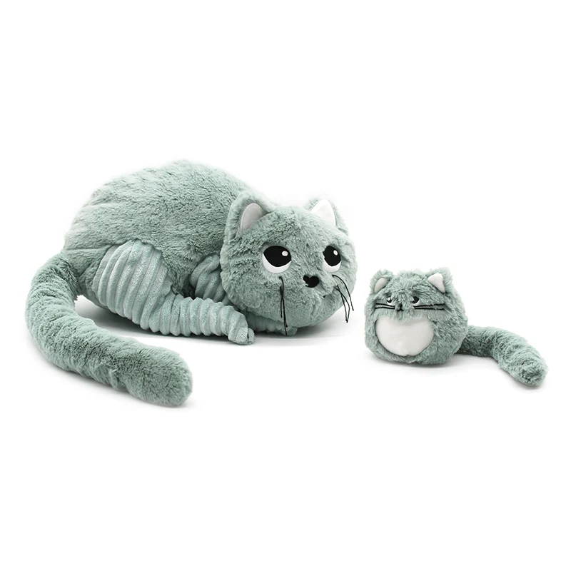 Peluche chat Miaou maman et son bébé vert menthe - Les Ptipotos
