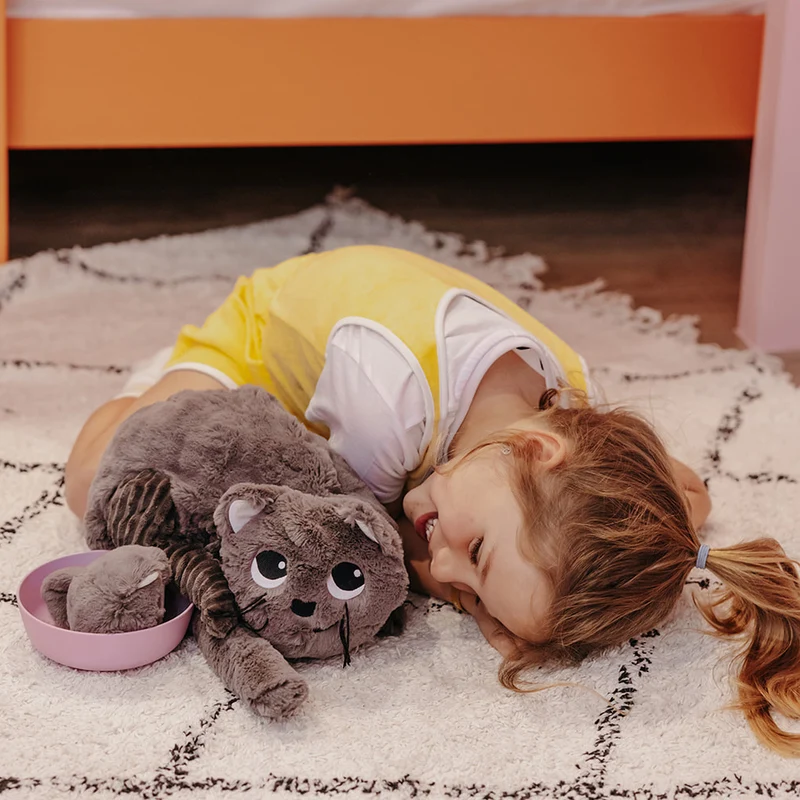 Peluche chat Miaou maman et son bébé gris - Les Ptipotos