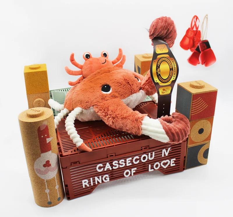 Peluche crabe Cassecou maman et son bébé terracotta - Les Ptipotos