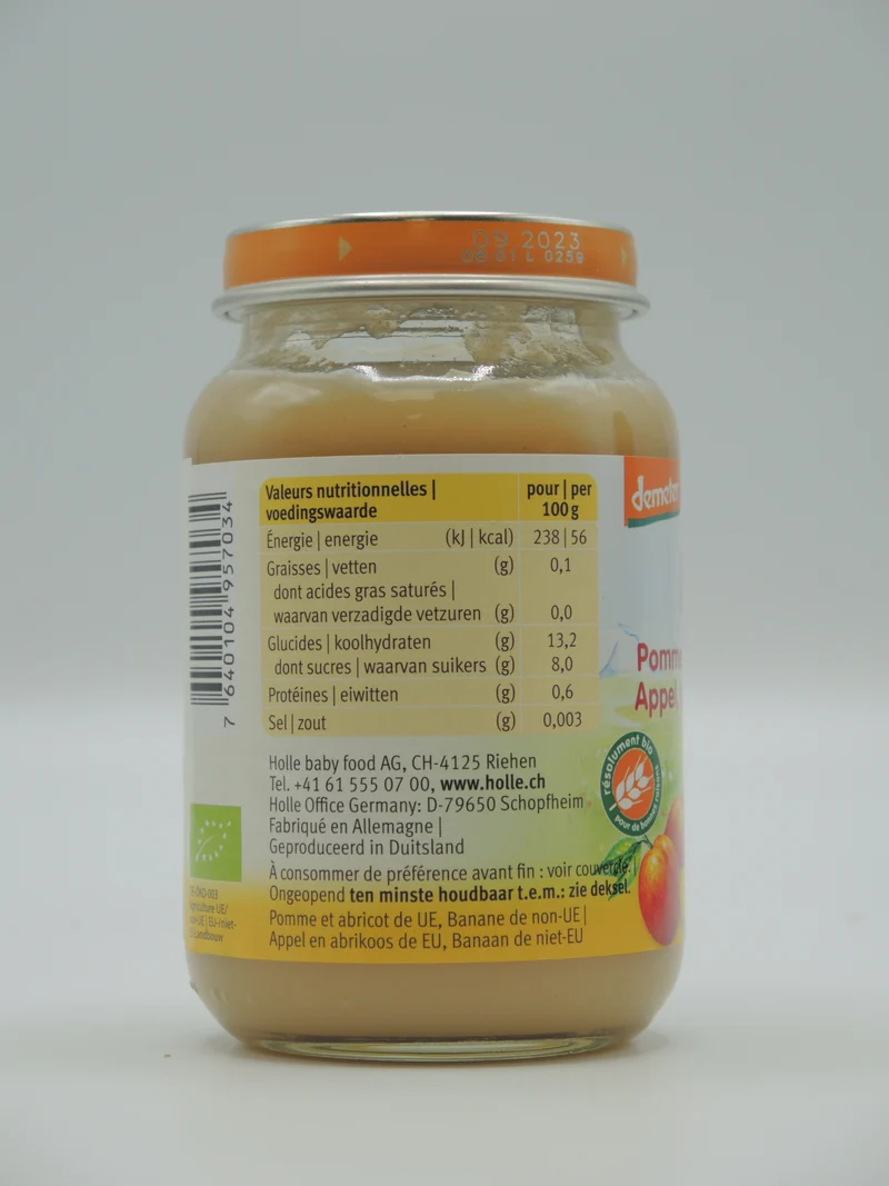 Pomme, banane et abricot, 190g, Holle