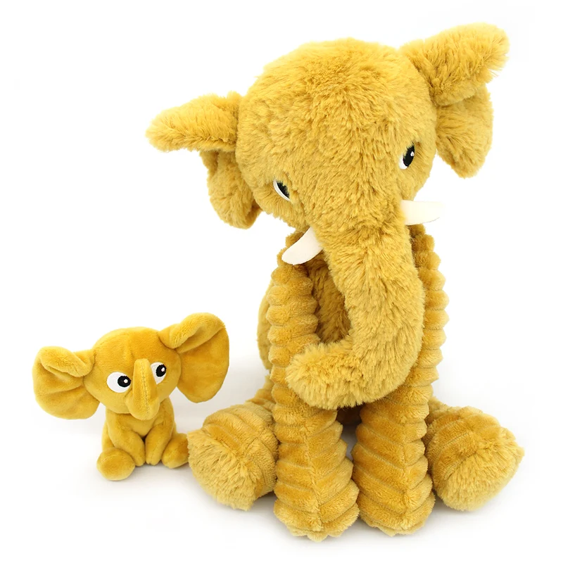 Peluche éléphant Dimoitou maman et son bébé jaune moutarde - Les Ptipotos