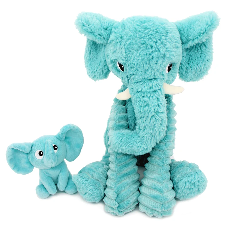 Peluche éléphant Dimoitou maman et son bébé bleu aqua - Les Ptipotos