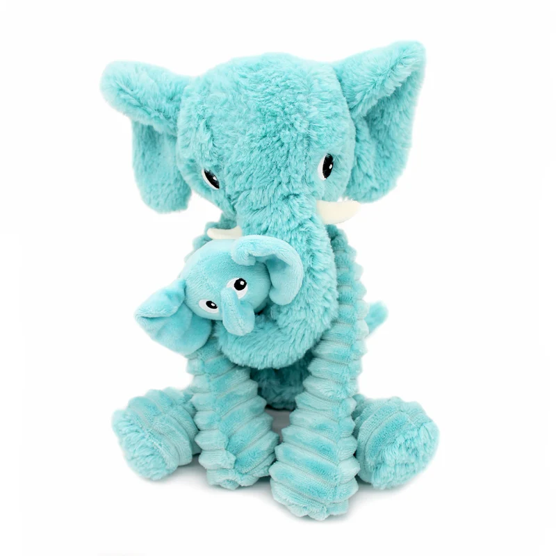 Peluche éléphant Dimoitou maman et son bébé bleu aqua - Les Ptipotos