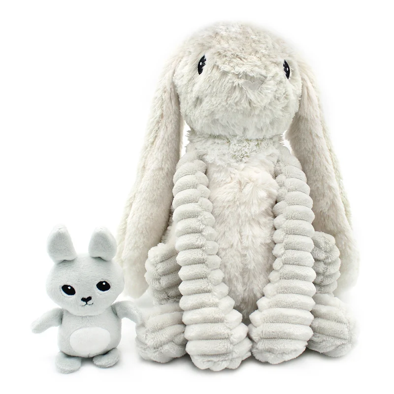 Peluche lapin Toudou maman et son bébé gris clair - Les Ptipotos