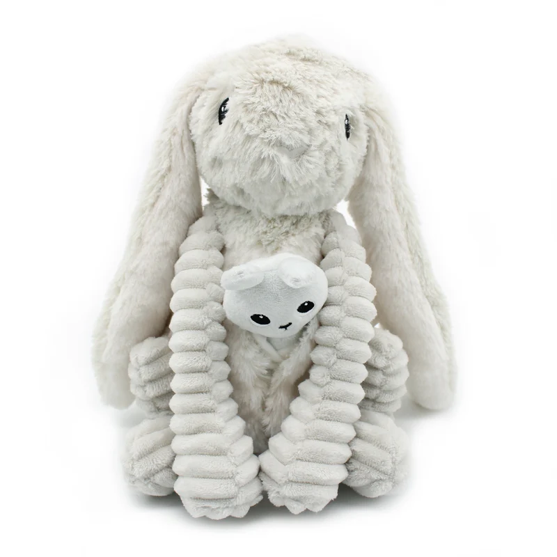 Peluche lapin Toudou maman et son bébé gris clair - Les Ptipotos