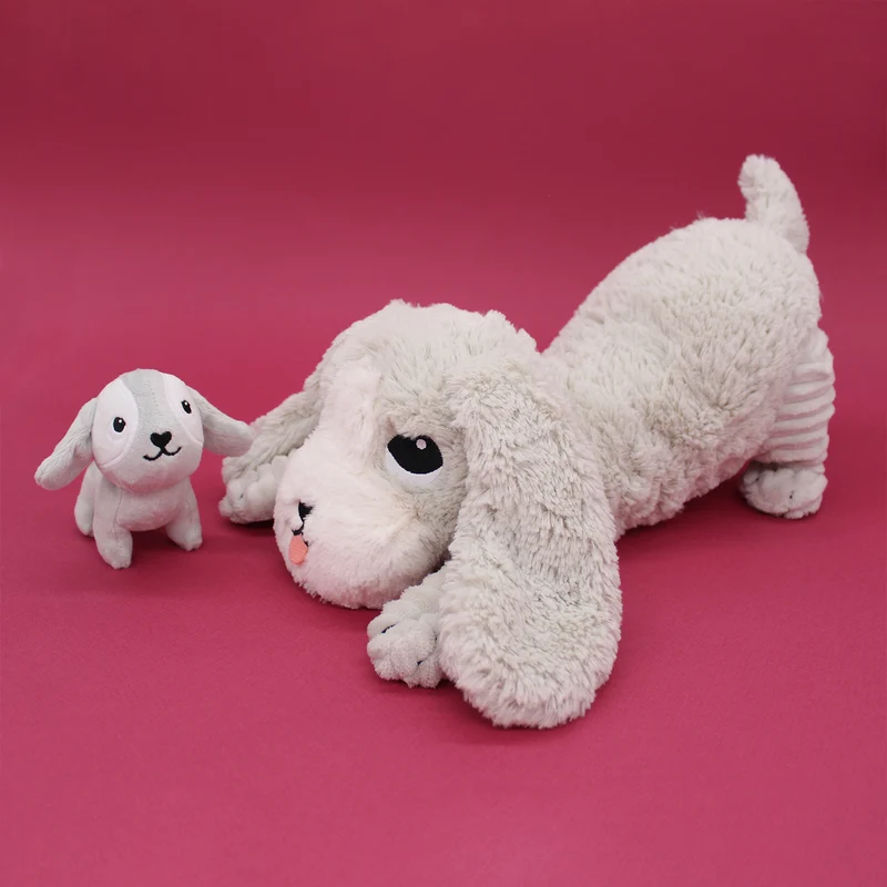 Peluche chien Toutou maman et son bébé gris - Les Ptipotos