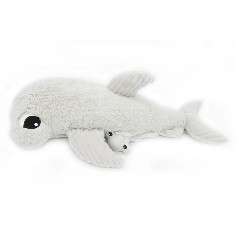 Peluche requin marteau Clou maman et son bébé gris clair - Les Ptipotos