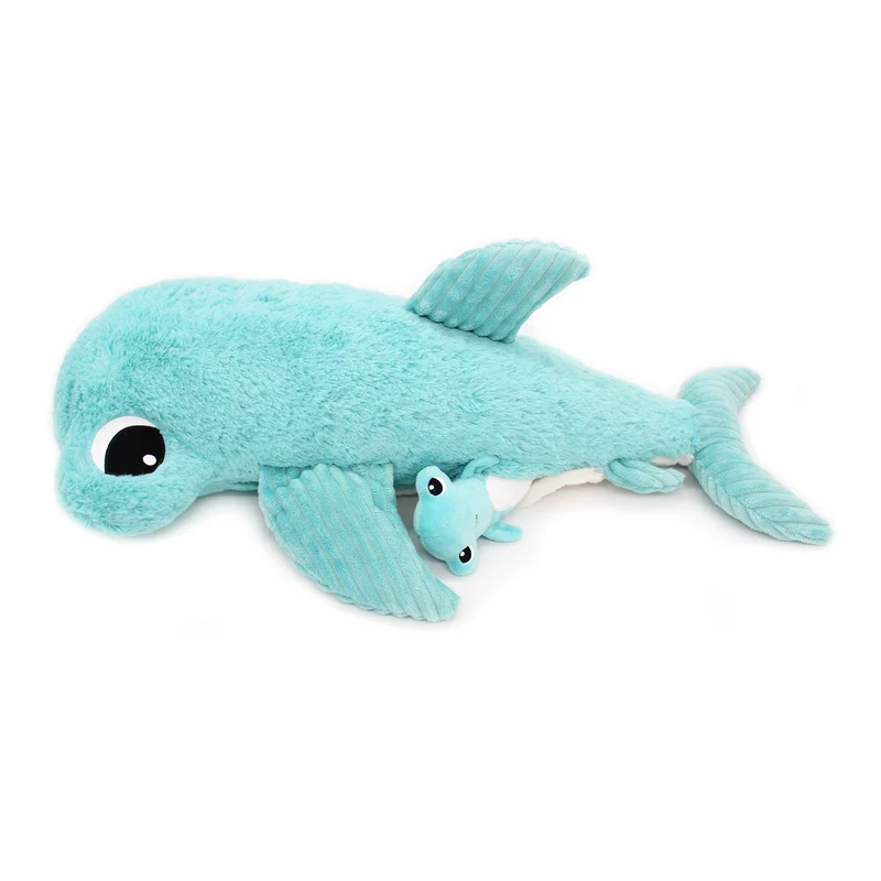 Peluche requin marteau Clou maman et son bébé bleu aqua - Les Ptipotos