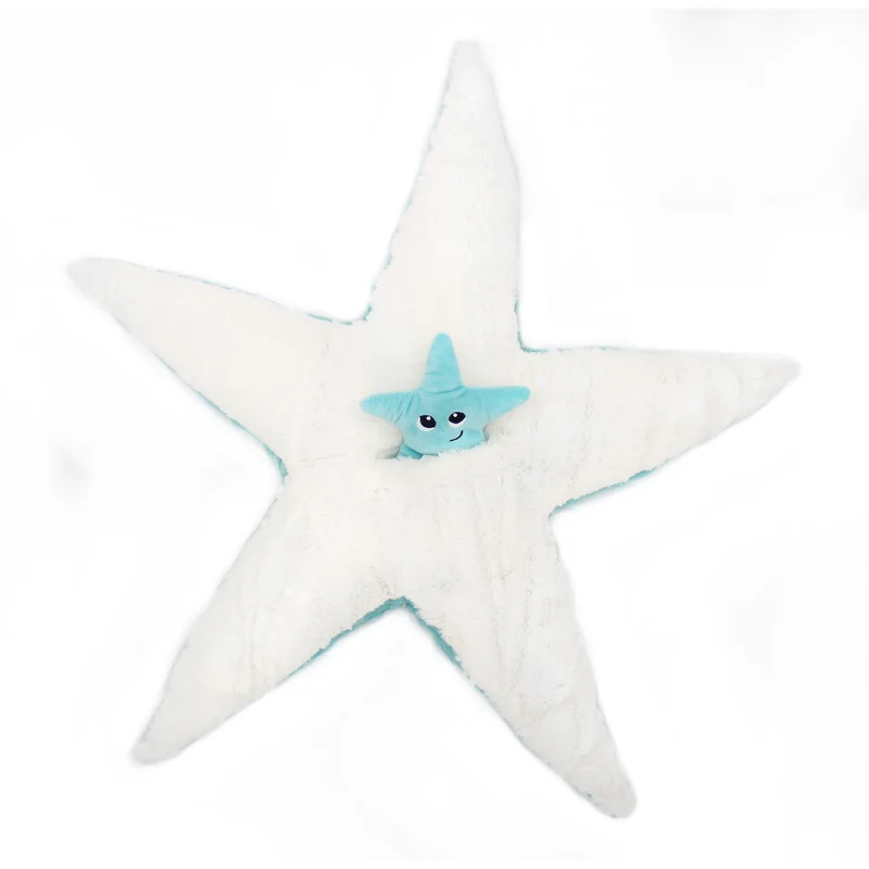 Peluche étoile de mer Wahou maman et son bébé bleu aqua - Les Ptipotos