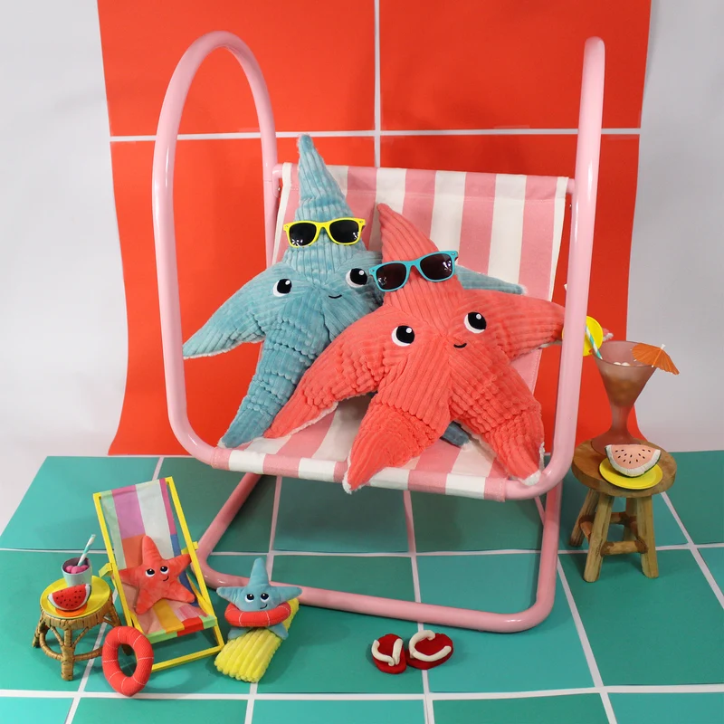 Peluche étoile de mer Wahou maman et son bébé bleu aqua - Les Ptipotos
