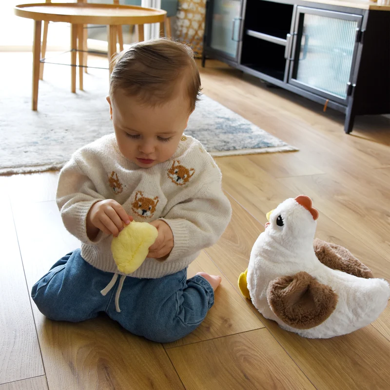 Peluche poule Pioupiou maman et son bébé blanc - Les Ptipotos