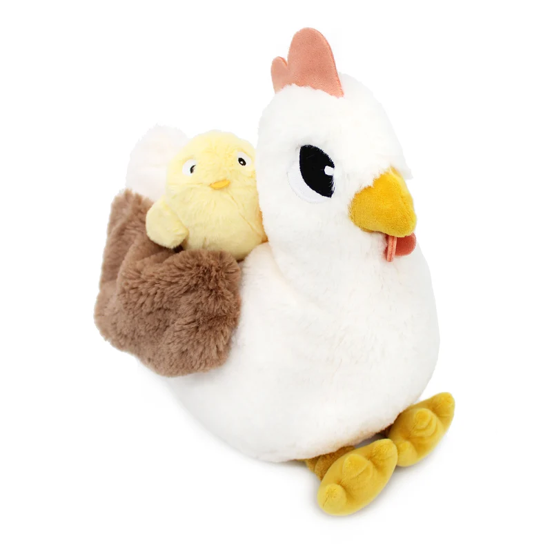 Peluche poule Pioupiou maman et son bébé blanc - Les Ptipotos