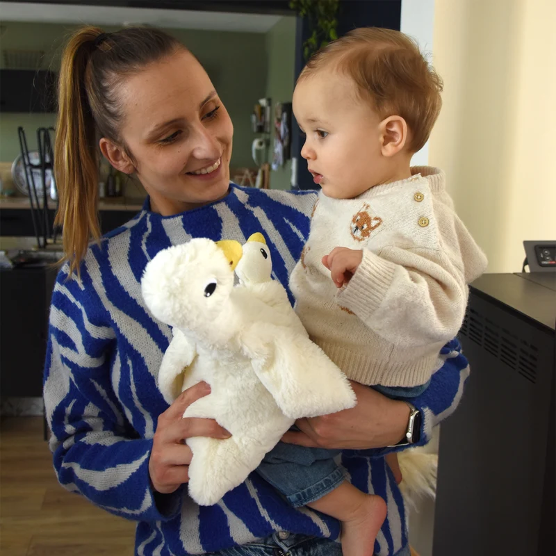 Peluche oie Jébongou maman et son bébé blanc - Les Ptipotos